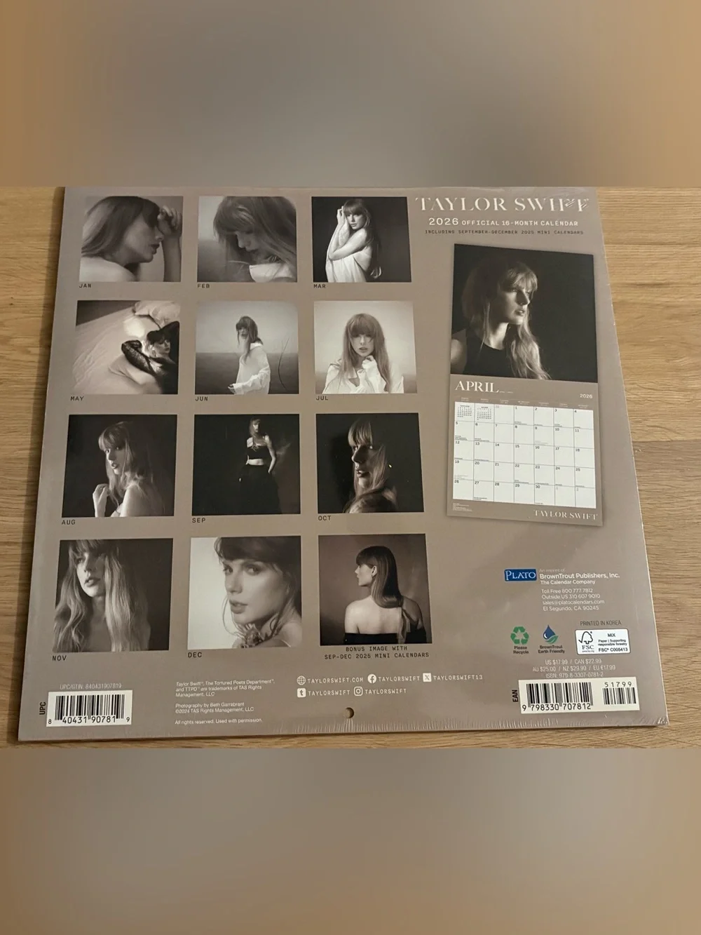 Taylor Swift 2026 Official 16 Month Wall Calendar